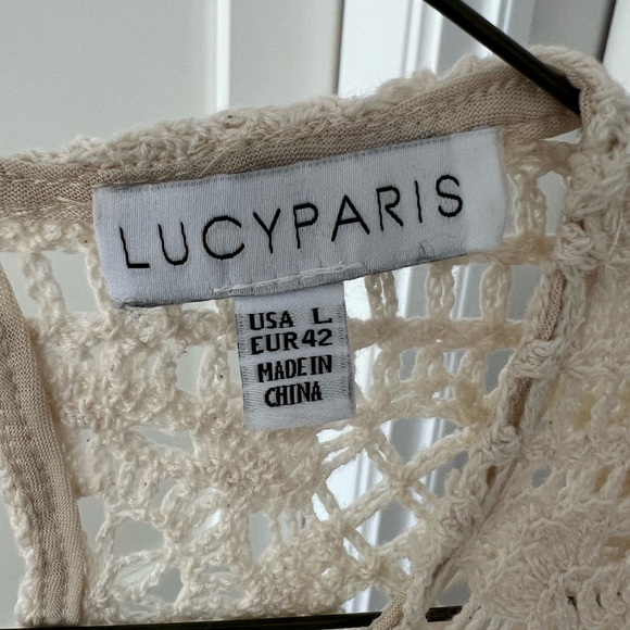 Crochet summer dress in cream color women’s size large - Picture 6 of 8